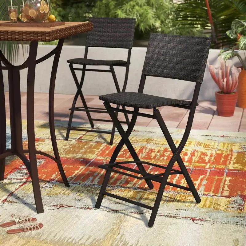 Outdoor Wicker Barstools Faux Rattan Patio Bar Stools - Set of 2 by HouseOfZazla