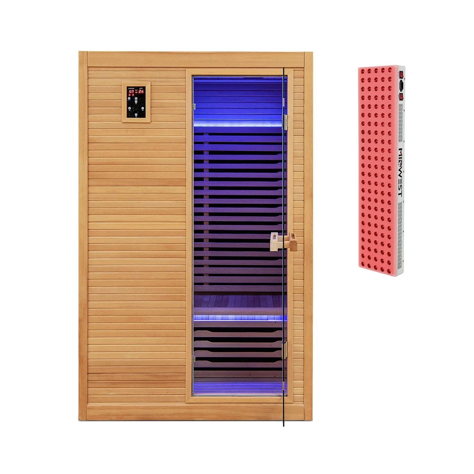 2024 New 2 People Far Infrared Wooden Sauna Room with Free Red Light Therapy for Home by DirectDeals