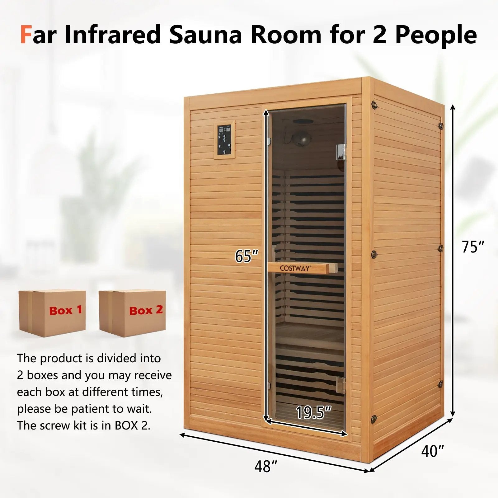 2024 New 2 People Far Infrared Wooden Sauna Room with Free Red Light Therapy for Home by DirectDeals