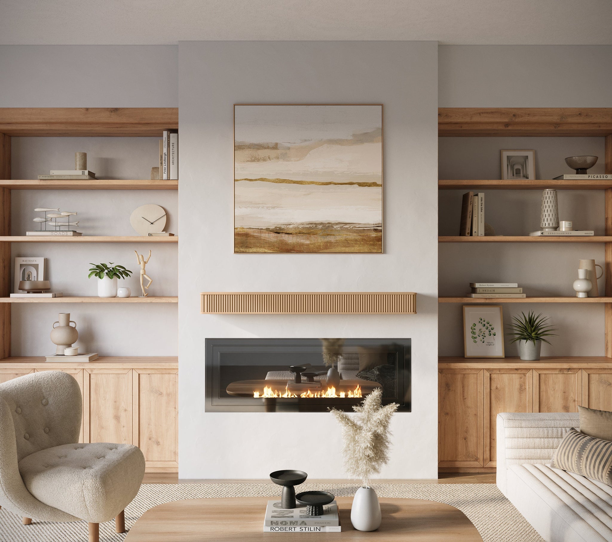Fluted Fireplace Mantel Shelf – Real Wood by Dogberrycollections