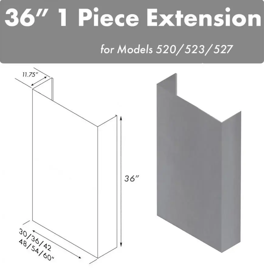 ZLINE 36" Chimney-36" Under Cabinet Range Hoods, 520/523/527-36-3FTEXT by Farmhouse Kitchen and Bath