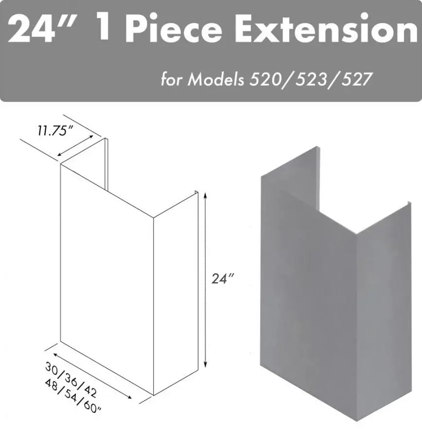 ZLINE 24" Chimney-60" Under Cabinet Hoods, 520/523/527-60-2FTEXT by Farmhouse Kitchen and Bath
