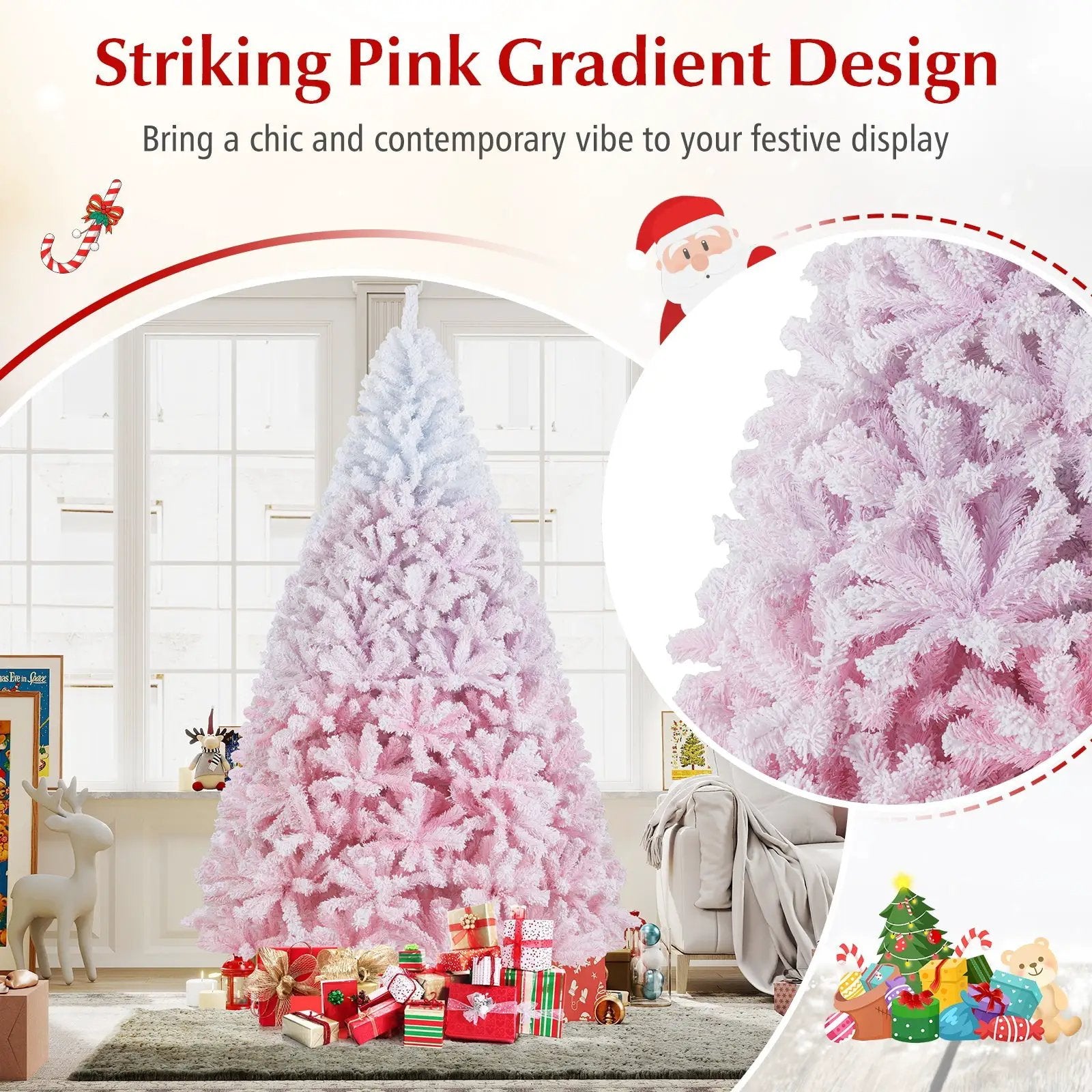 2025 New Artificial Christmas Tree with Folding Metal Stand and 456 Branch Tips by DirectDeals