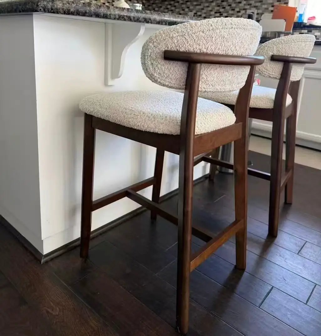 ACTU Counter Stools Set of 2, 26” Upholstered Bar Stools, Solid Wood, Mid-Century Modern by ACTU FURNITURE