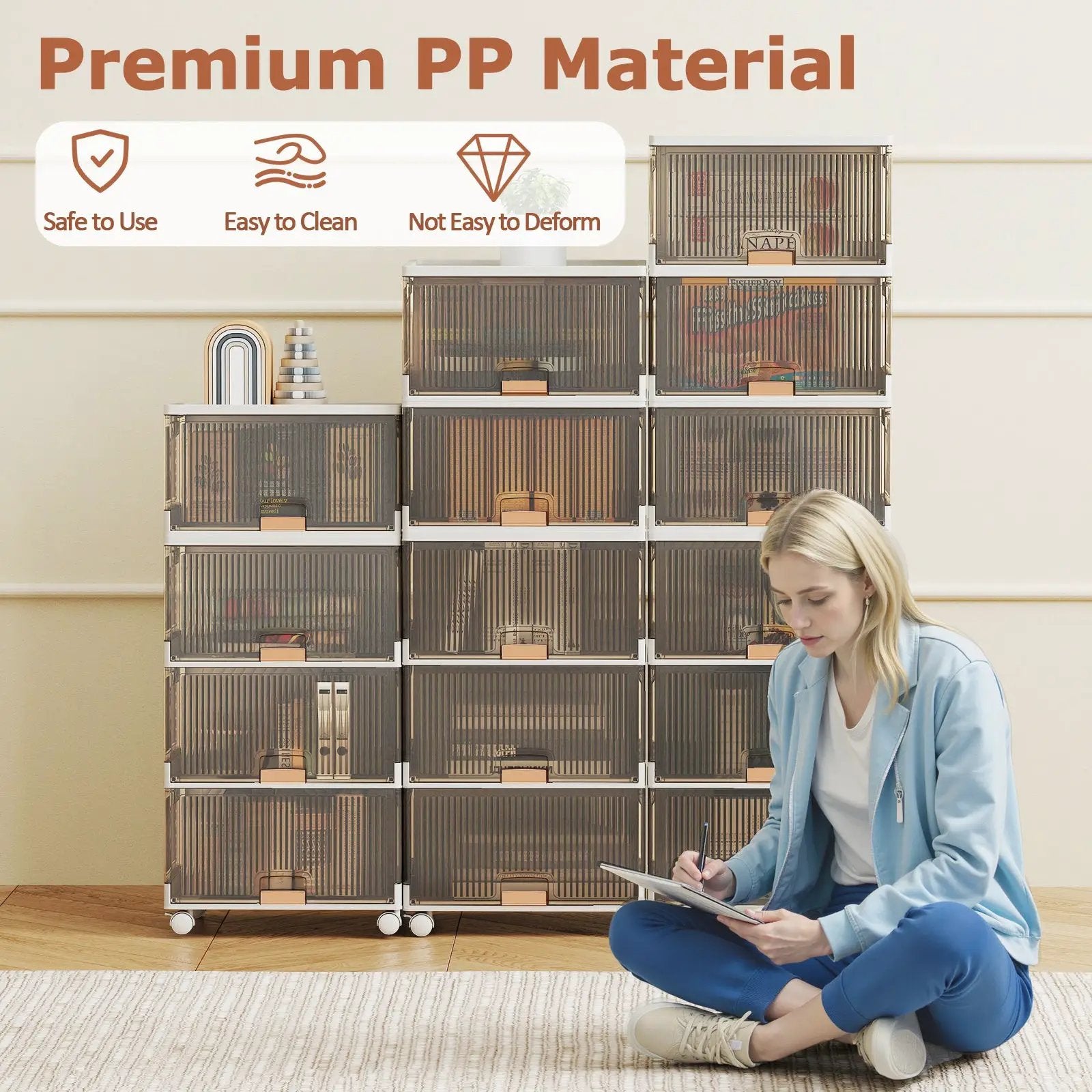 3/4/5/6-Cube Stackable Storage Bins with Detachable Wheels by DirectDeals