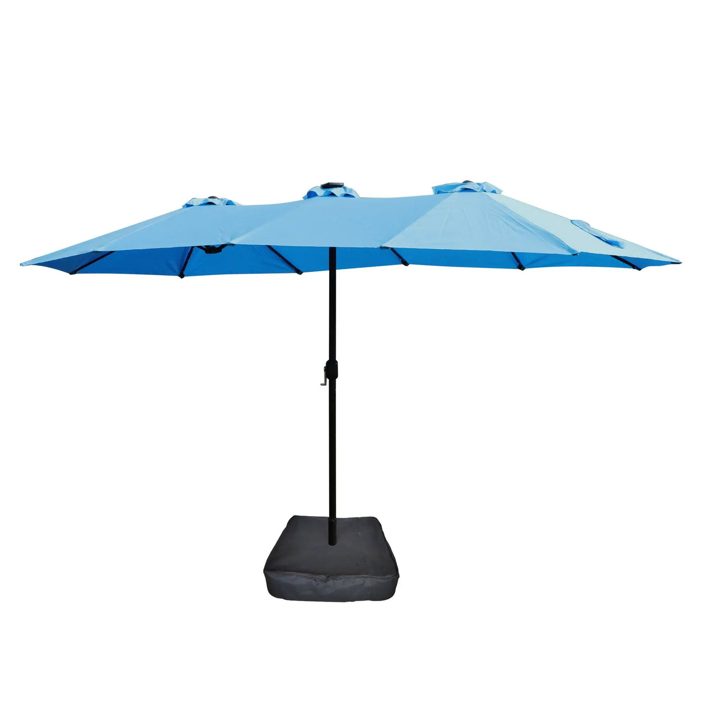 Double- Sided Outdoor Market Umbrella With Lights And Base by Unique Piece Furniture