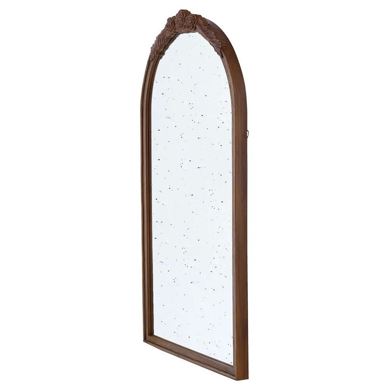 Hand Carved Rose Antique Mirror Frame, Wood Arch Mirror Wall Decor For Living Room by HouseOfZazla