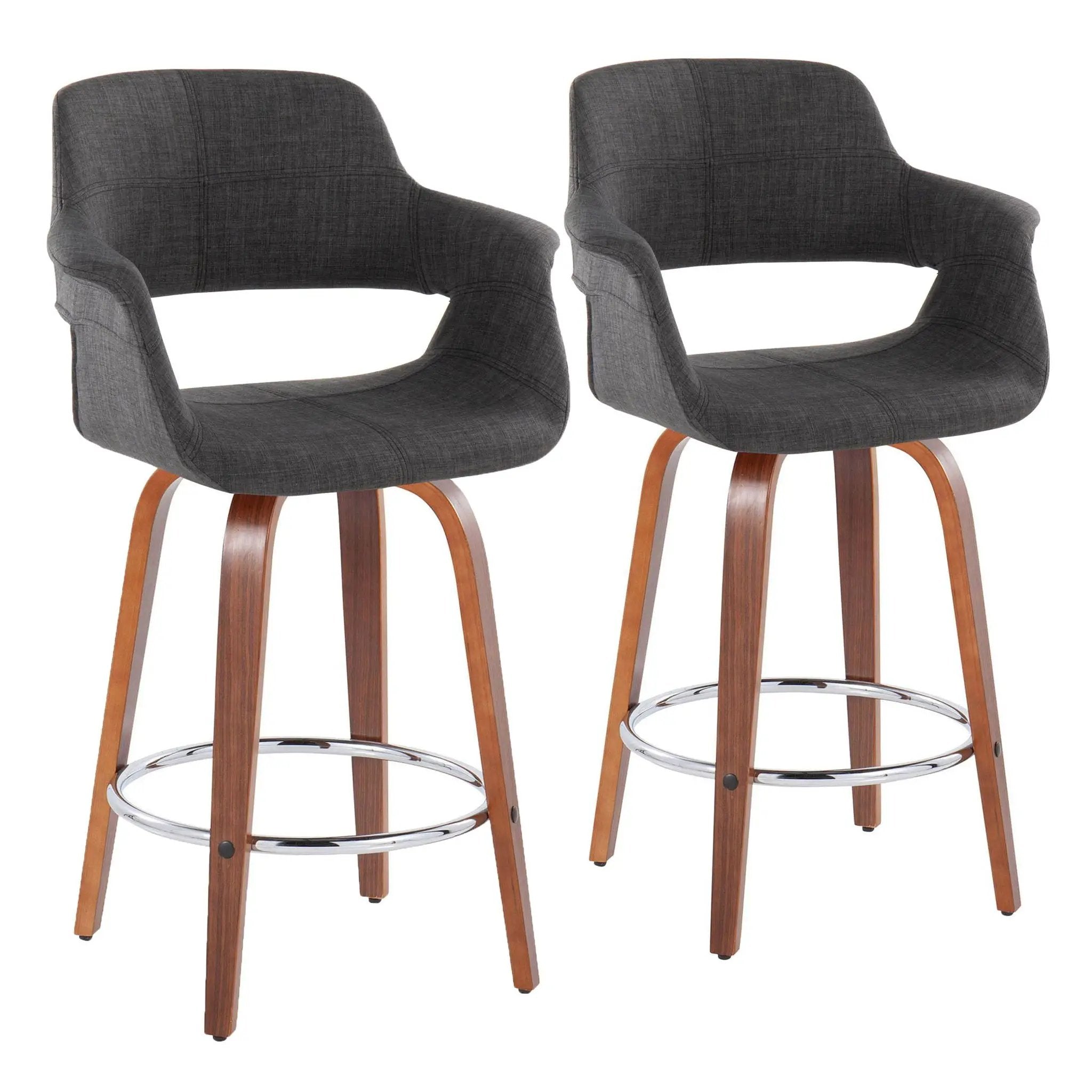 Vintage Flair - Mid-Century Modern Fixed Height Counter Stool With Swivel With Round Footrest (Set of 2) by Unique Piece Furniture