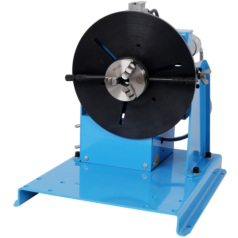 Portable Rotary Welding Positioner With 3 Jaw Lathe Chuck, 0 - 90° Turntable - Blue by HouseOfZazla