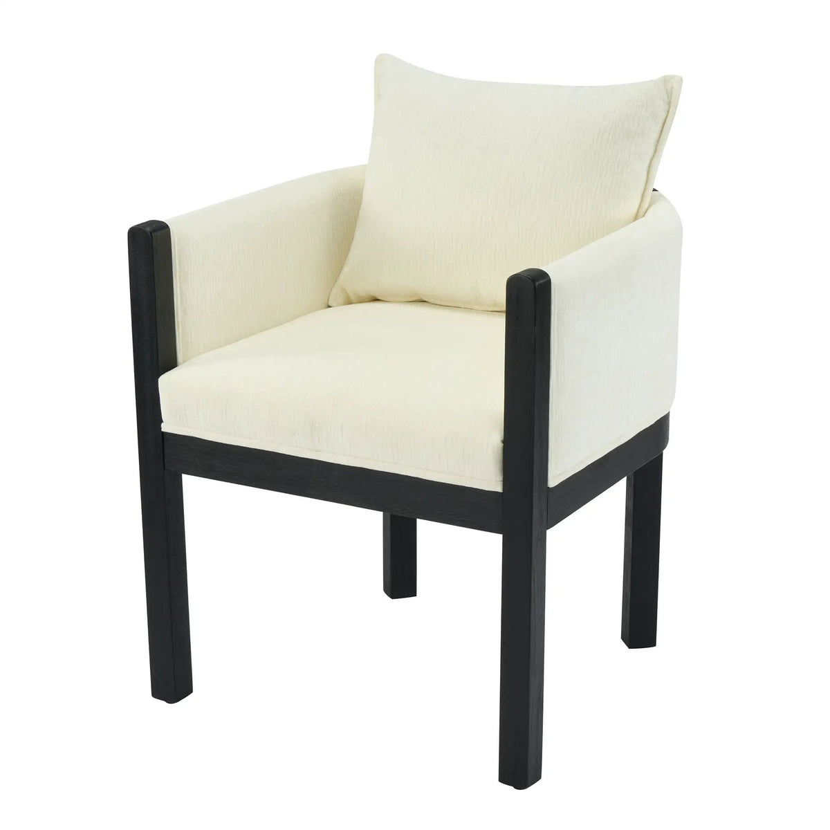 Linen Upholstered Armchair with Black Rubber Wood Legs by HouseOfZazla