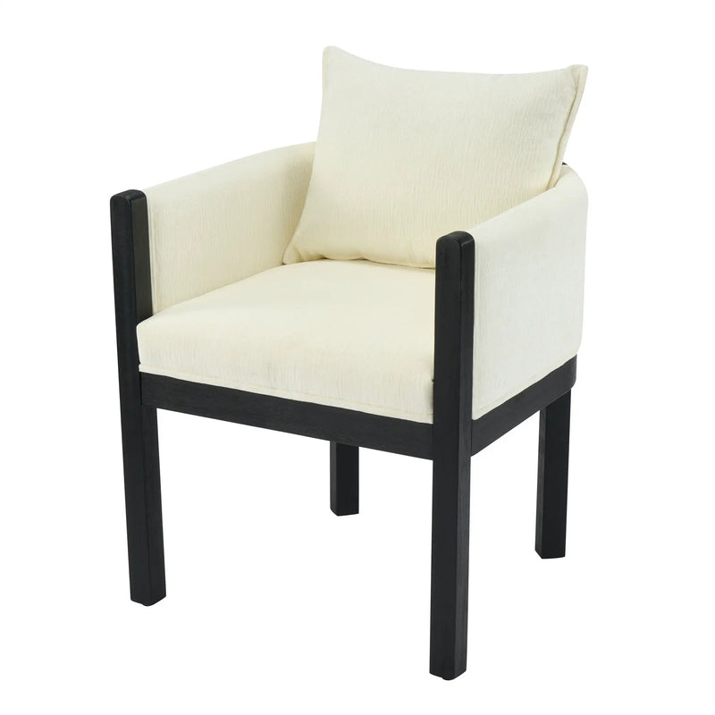 Linen Upholstered Armchair with Black Rubber Wood Legs by HouseOfZazla