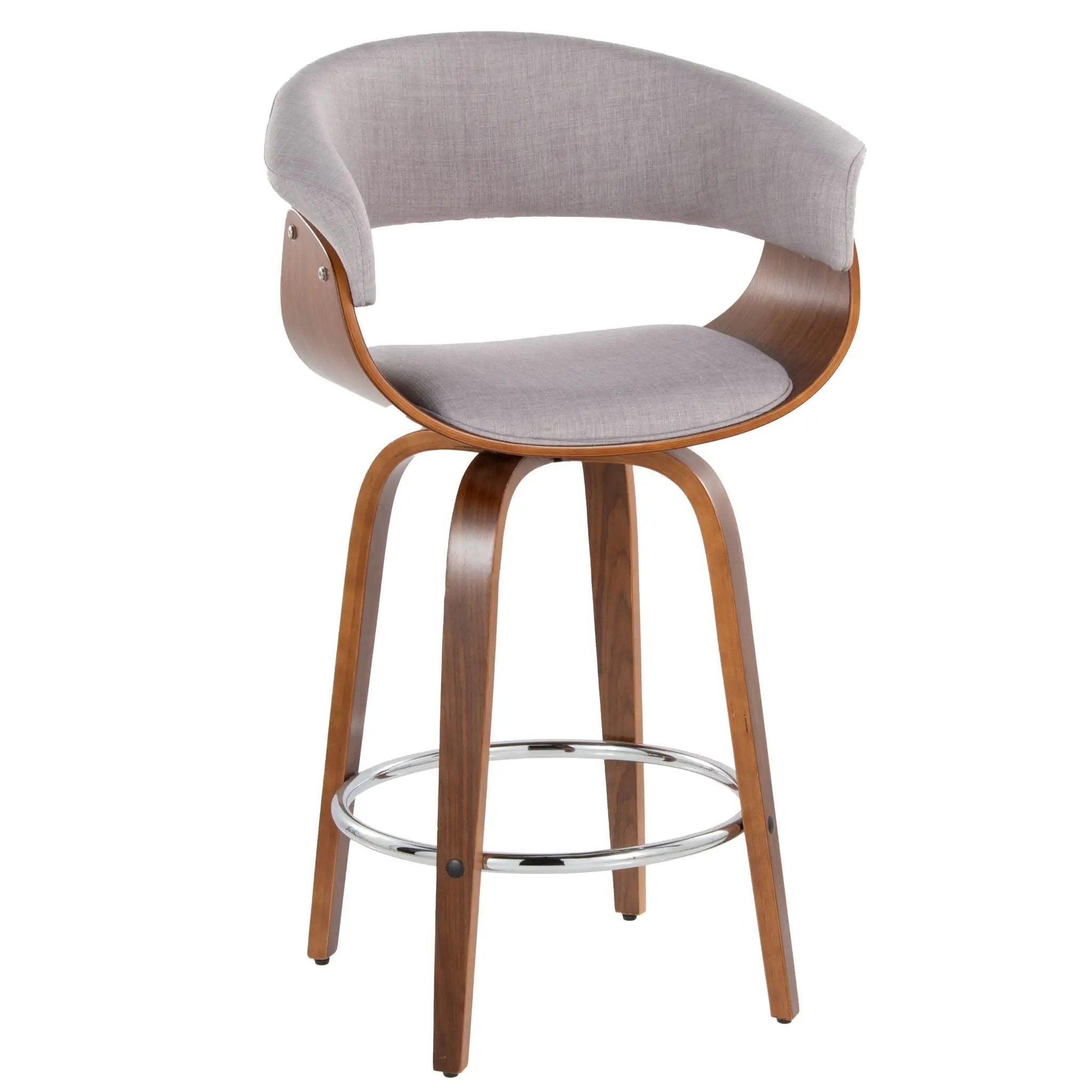 Vintage Mod - Mid Century Modern Fixed Height Counter Stool With Swivel With Round Footrest (Set of 2) by Unique Piece Furniture