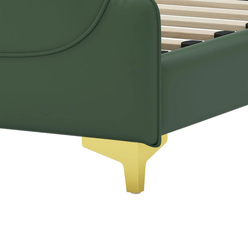 Queen Size Leather Bed Frame with Wingback Headboard & Footboard by HouseOfZazla