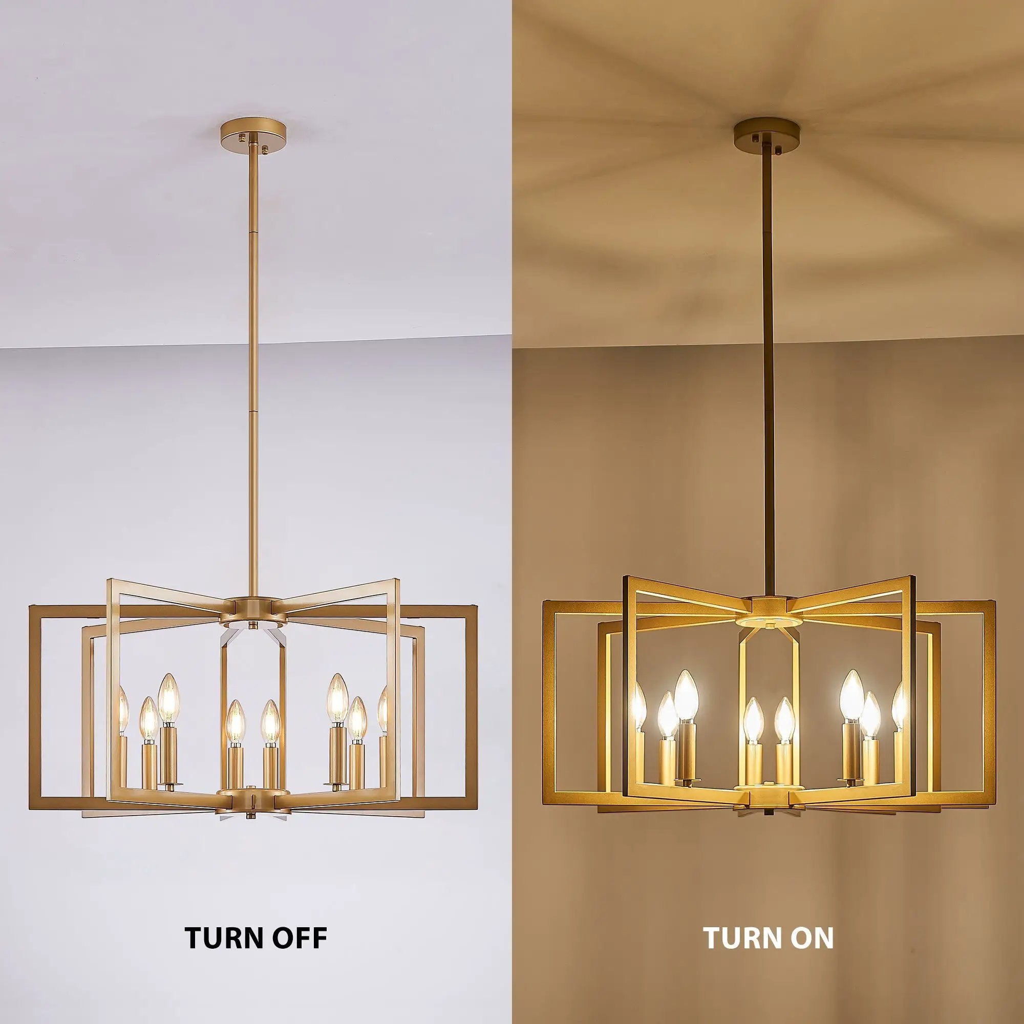 27' Modern Golden Geometric 8-Light Chandelier by HouseOfZazla