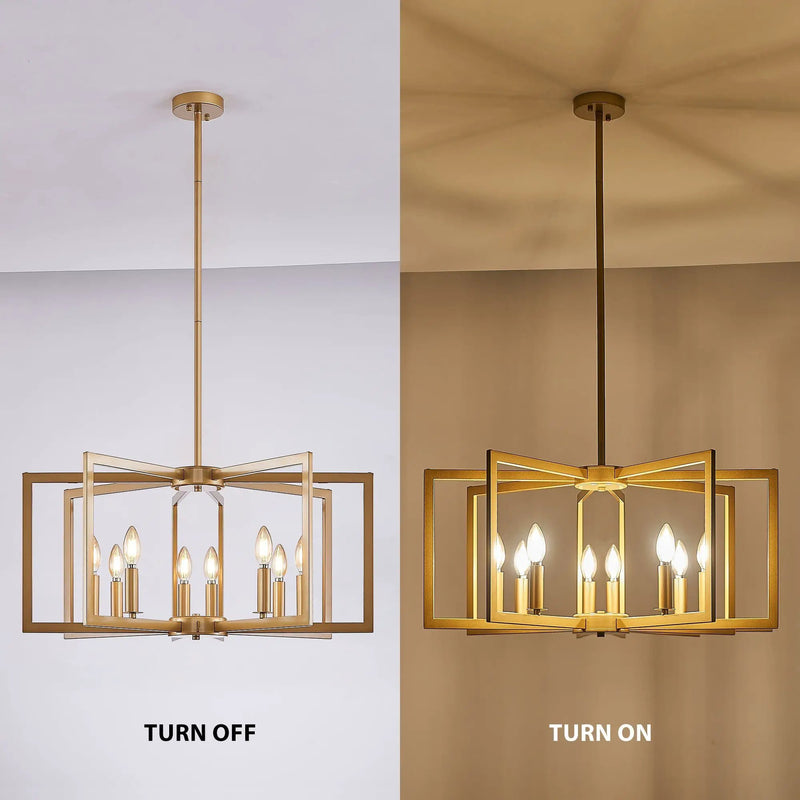 27' Modern Golden Geometric 8-Light Chandelier by HouseOfZazla
