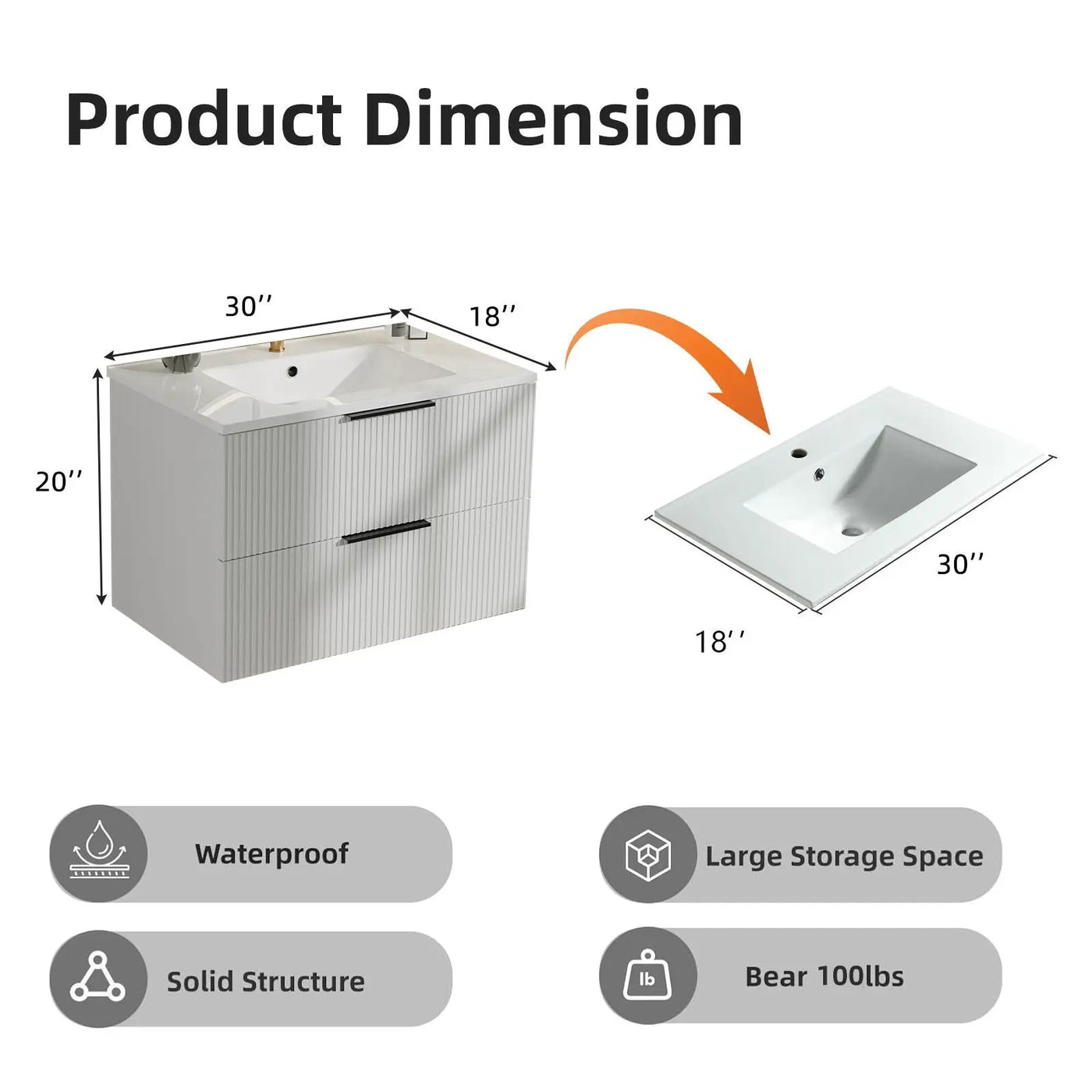 Modern Wall Mounted Floating Bathroom Vanity With Sink And Drawers by Unique Piece Furniture