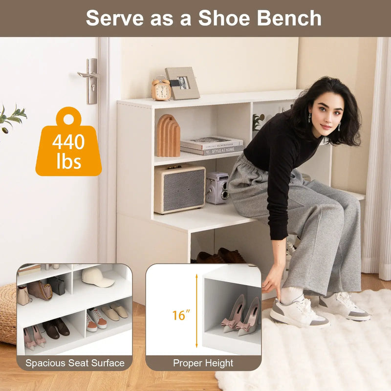 Entryway Shoe Cabinet with 2 Anti-tipping Kits-White by DirectDeals