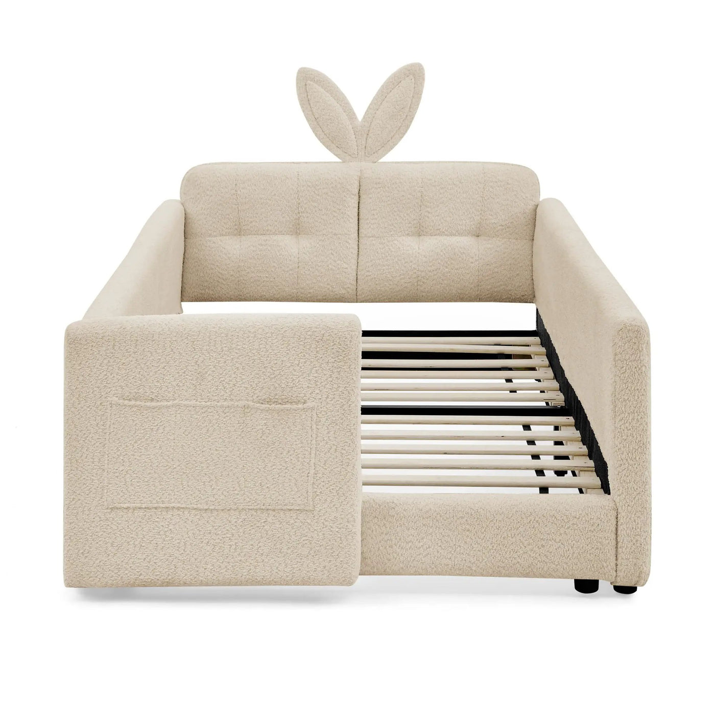 Cute Rabbit Ear Upholstered Platform Bed Frame With Safety Rail by Unique Piece Furniture