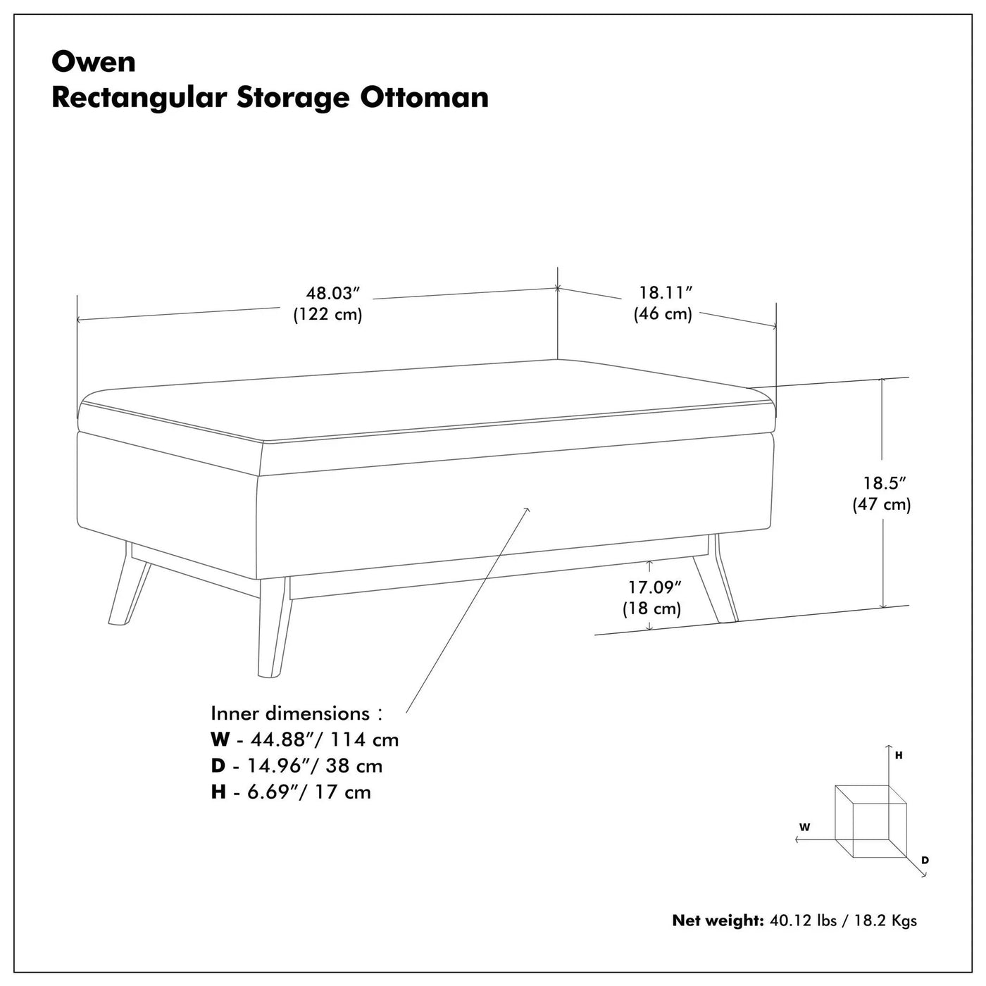 Owen - Upholstered Rectangular Storage Ottoman by HouseOfZazla