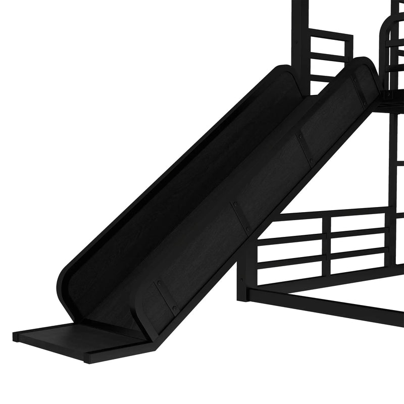 Twin Over Twin Over Full Bunk Bed with Slide by HouseOfZazla
