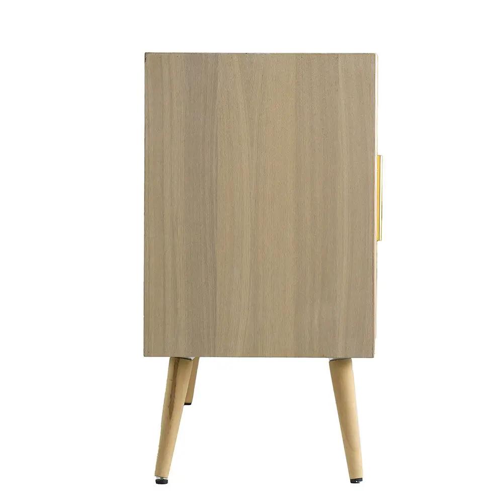 Wooden Accent TV Cabinet With 3 Doors - Brown by HouseOfZazla