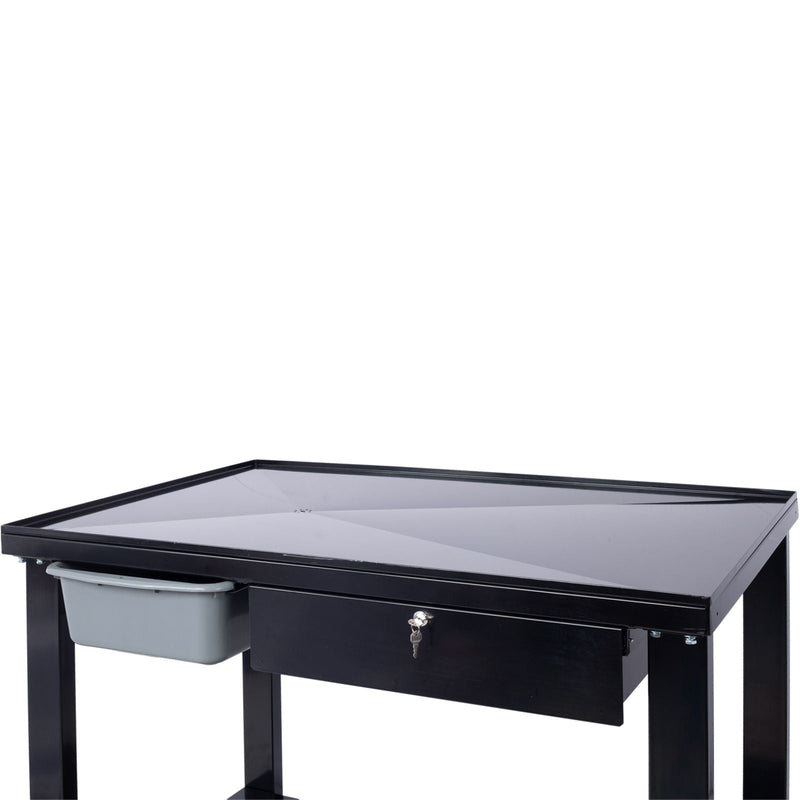 Transmission Teardown Work Station 1 / 2 Ton Capacity Sloping Drain Table Locking Drawer Removable Drain Basin Full-Width Lower Shelf Four 4" Caster Wheels by HouseOfZazla