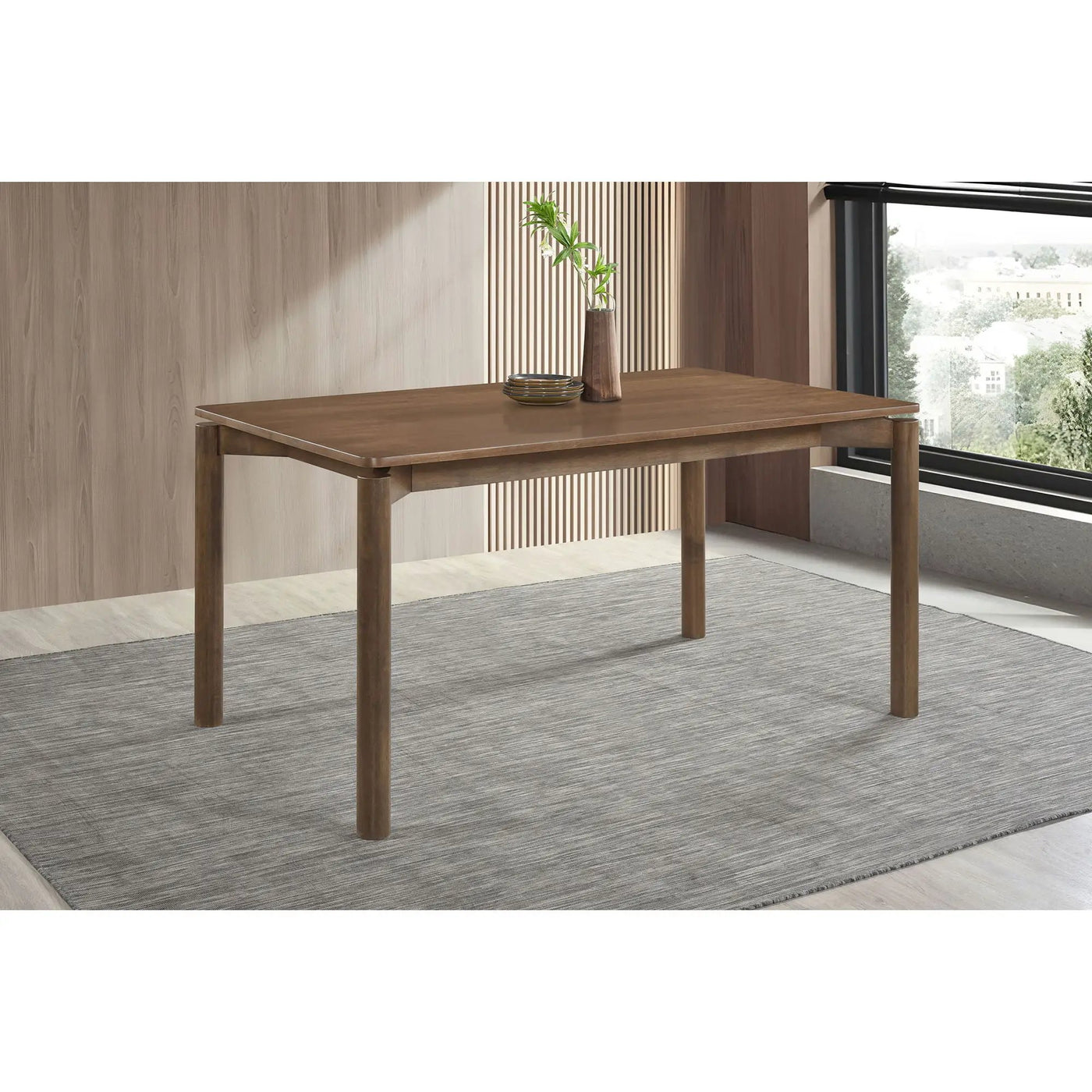 Svenstra - Rectangular Dining Table Set With Armless Side Chairs, Wood, Natural Walnut, 59 X 35.5 X 30 Inches by HouseOfZazla