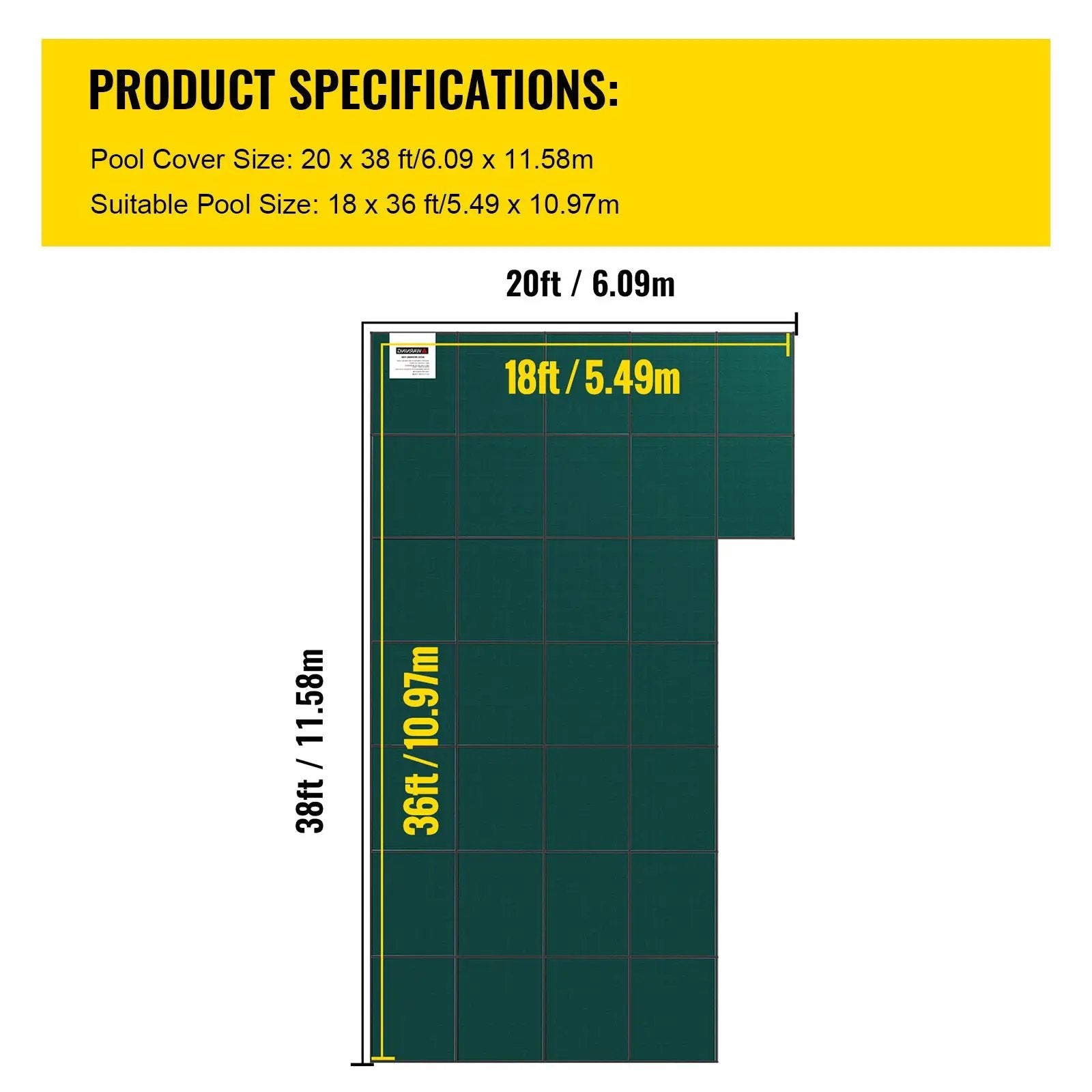 Inground Pool Safety Cover, 20 ft x 38 ft Rectangular with Right Step by HouseOfZazla
