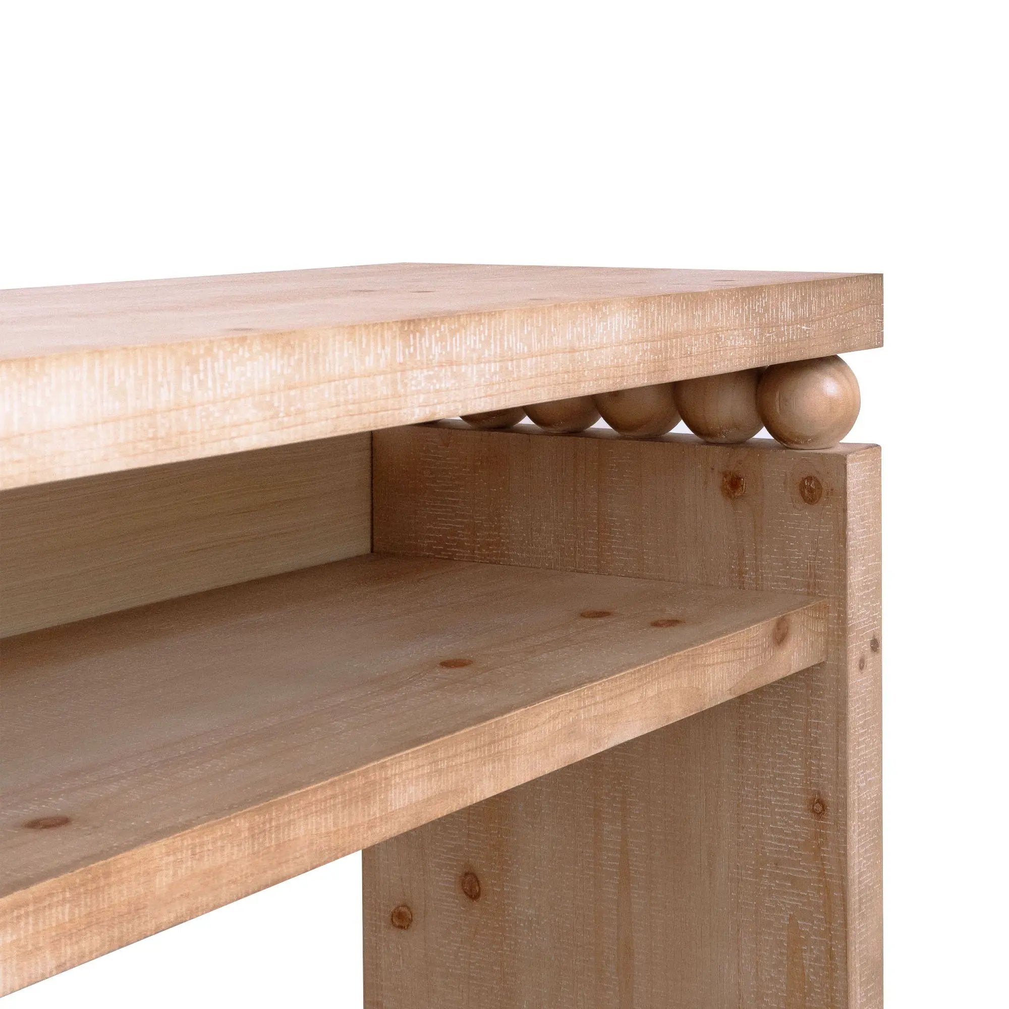 Modern Rustic Console Table, Wood Entryway Table With Shelf & Decorative Bead Detail - Natural by HouseOfZazla