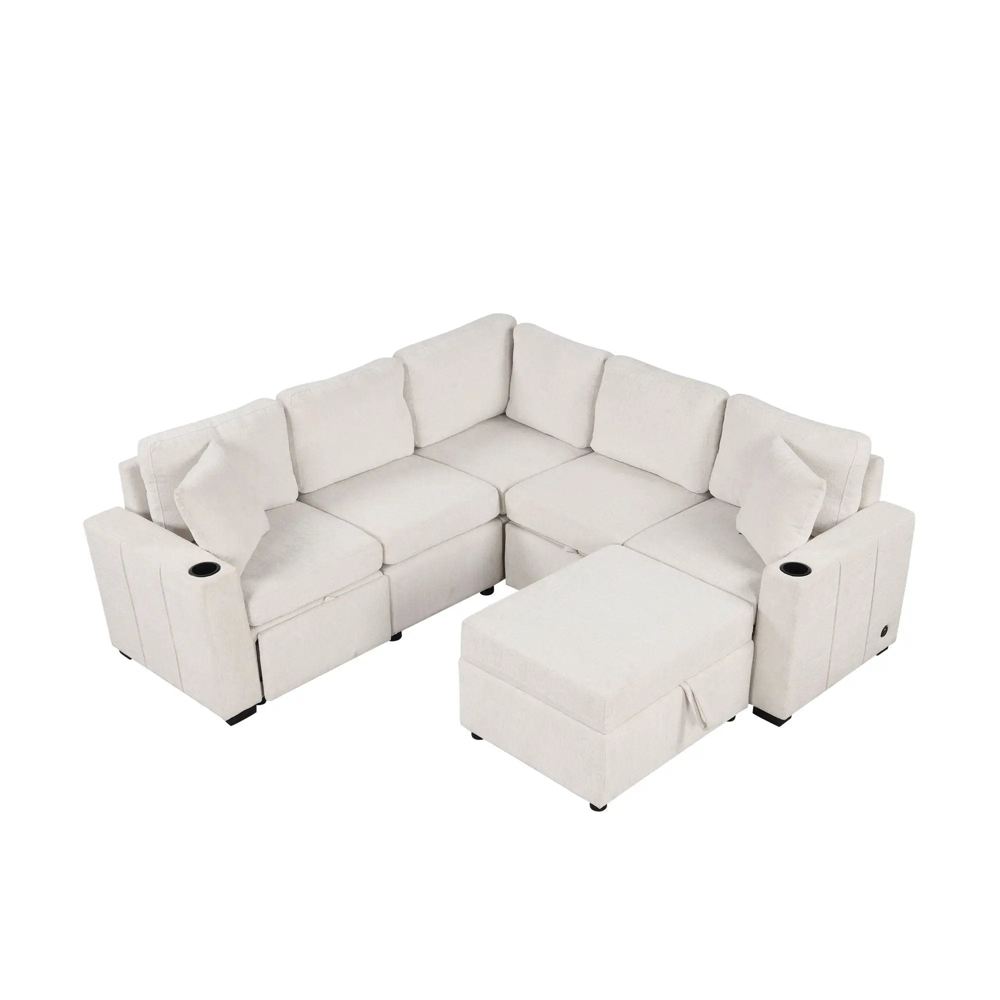 Sectional Sofa Convertible Pull-Out Sofa Bed With A Movable Storage Ottoman For Living Room by HouseOfZazla
