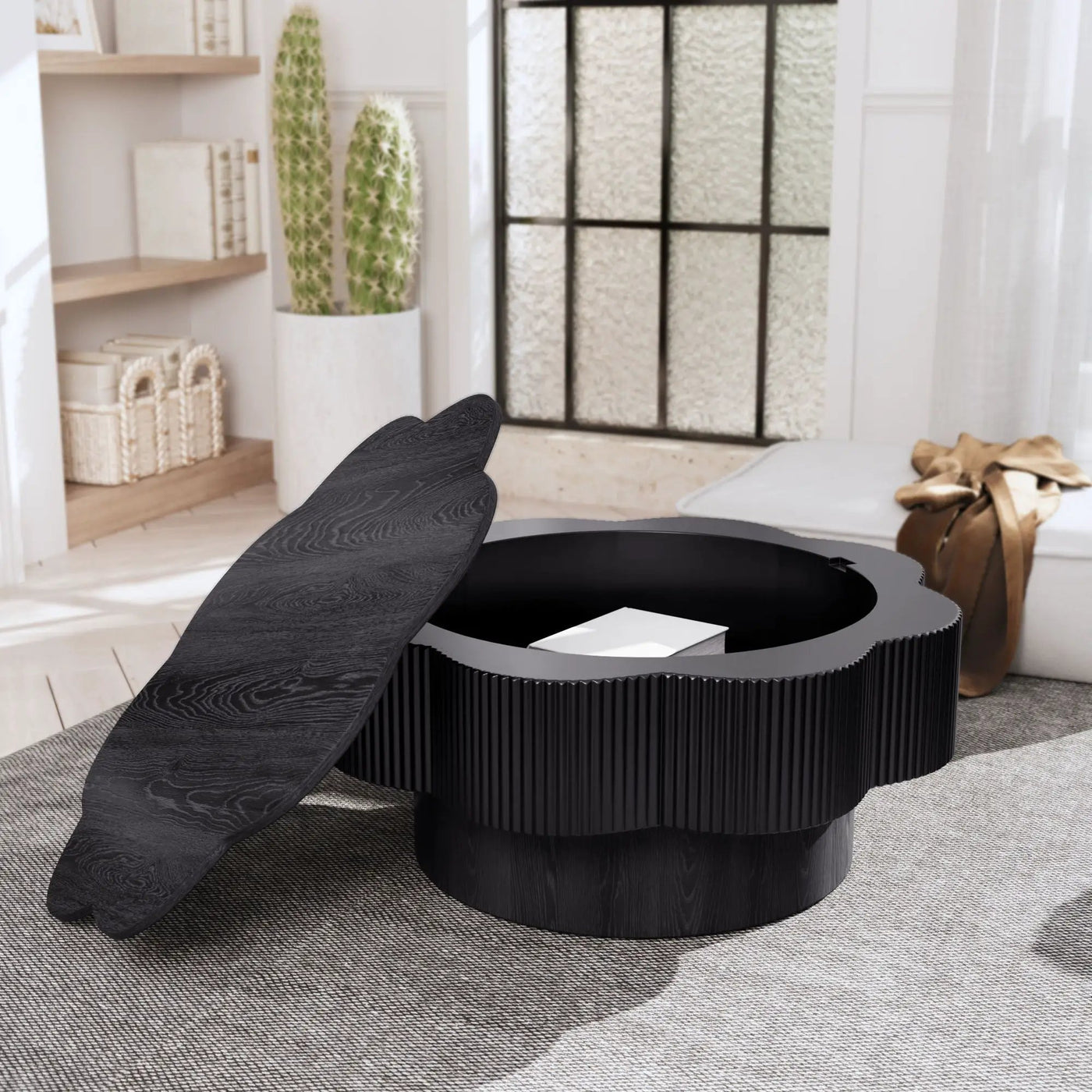 Modern Plum Blossom Shaped Coffee Table With Storage by Unique Piece Furniture