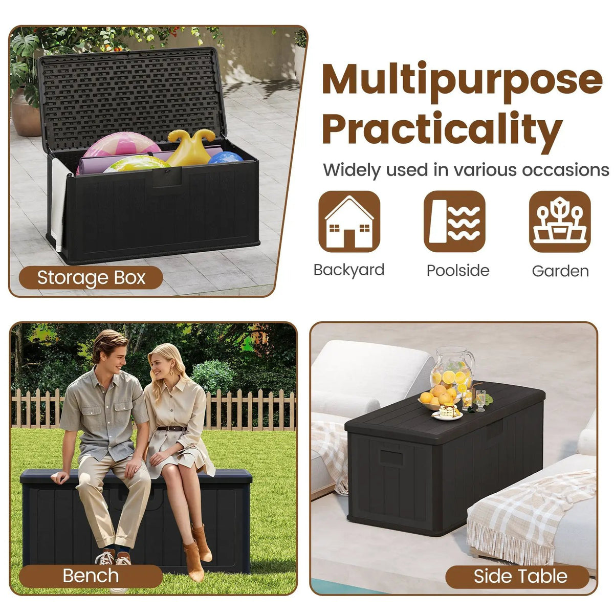 100 Gallon Large Deck Box with Lockable Lid for Patio, photo 10 of 32