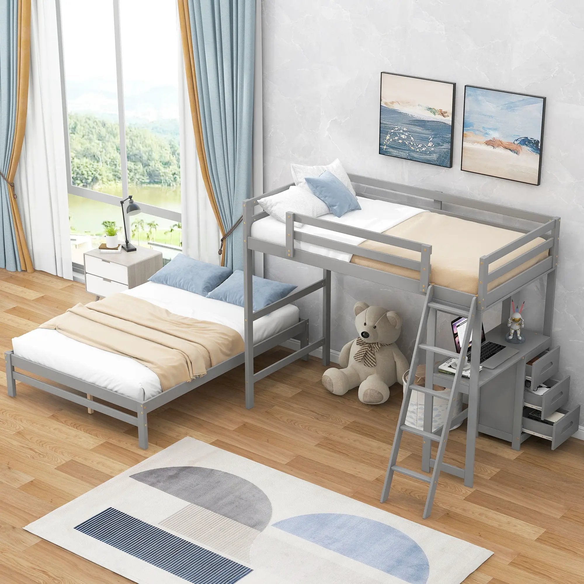 Bunk Bed With Built In Desk And 3 Drawers by Unique Piece Furniture