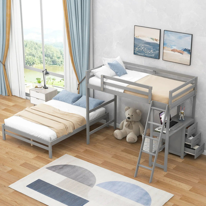 Bunk Bed With Built In Desk And 3 Drawers by Unique Piece Furniture