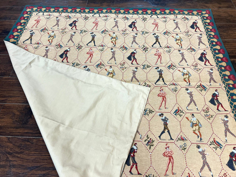 Square Tapestry 5x5, Wall Hanging, Human Pictorials, Court Jesters, Vintage by Jewel Rugs