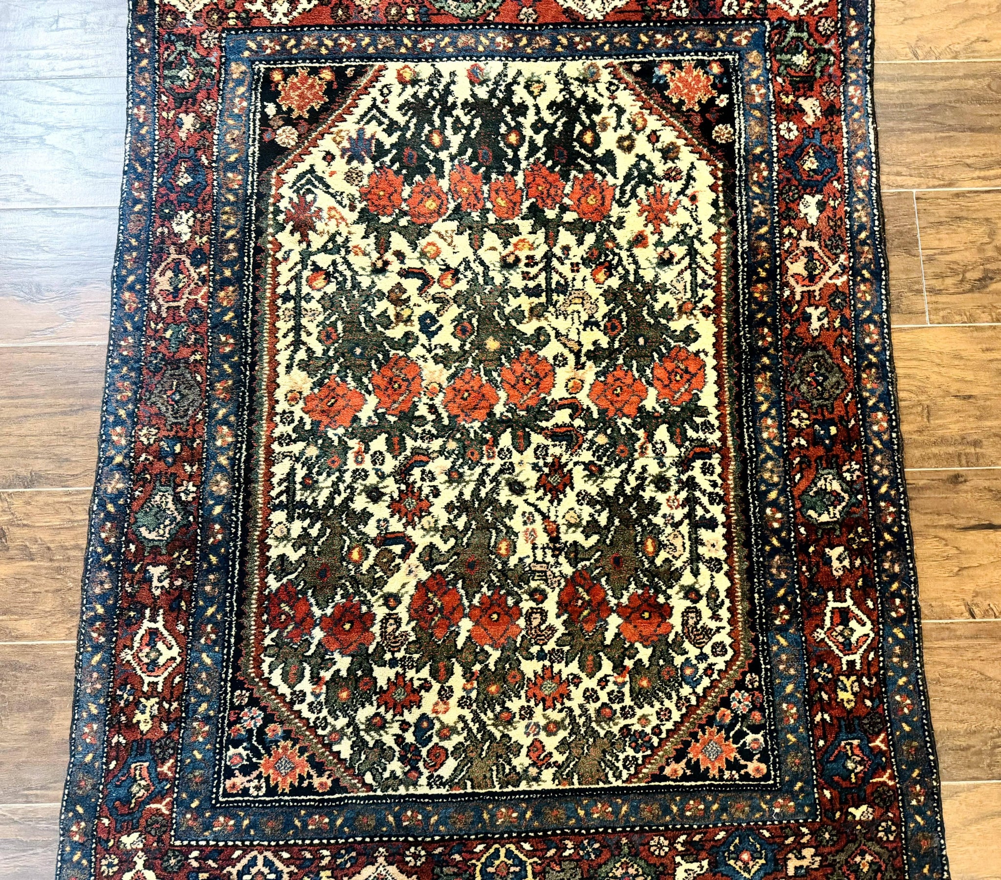 Persian Tribal Rug 3x5, Antique Persian Carpet, Floral Roses, Handmade, Persian Zanjan Rug by Jewel Rugs