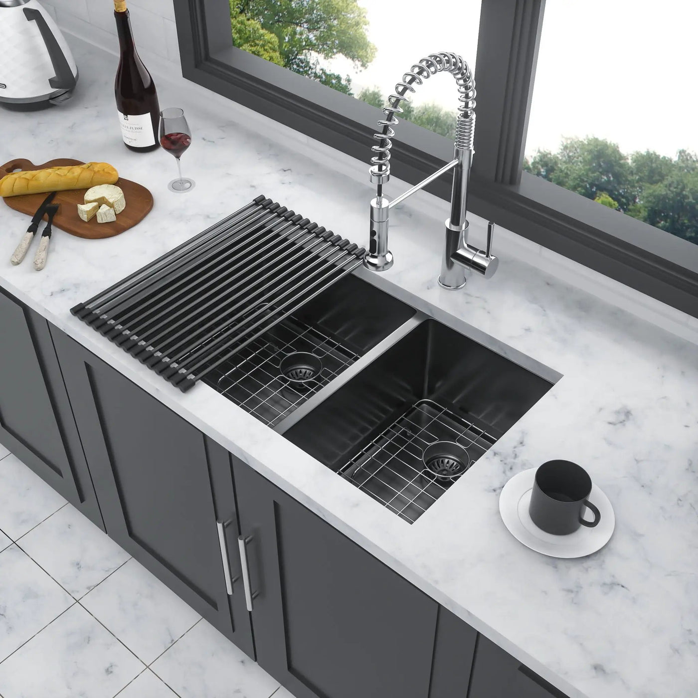 Modern Double Bowl Undermount Kitchen Sink 50 / 50 Design Stainless Steel by HouseOfZazla