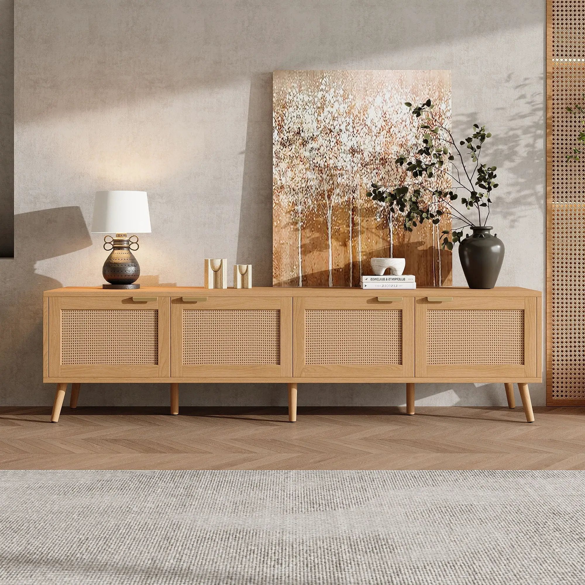 TV Stand With Storage & Cable Holes - Natural Wood by Unique Piece Furniture