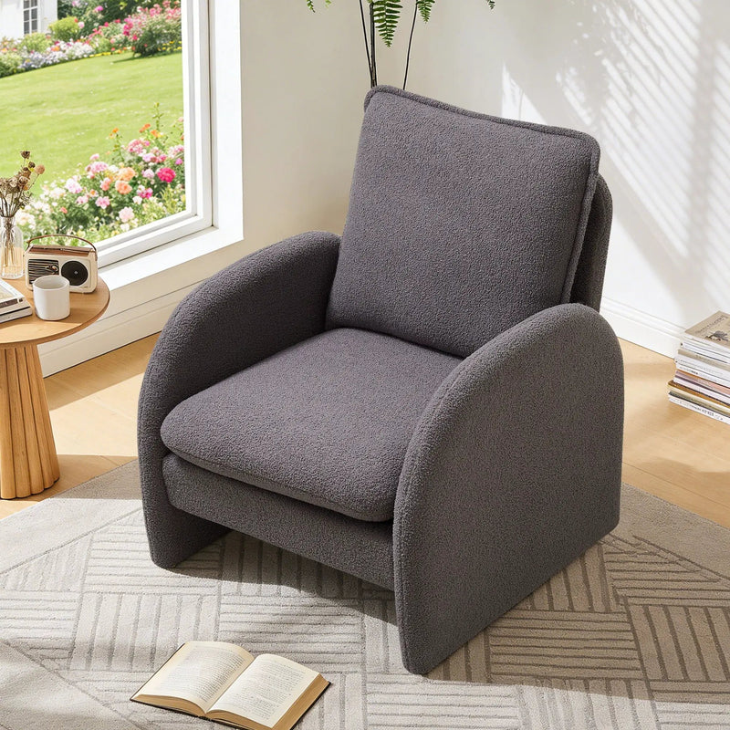 Modern Sherpa Upholstered Accent Chair, Comfortable Living Room Armchair, Lounge Chair For Bedroom, And Office by Unique Piece Furniture