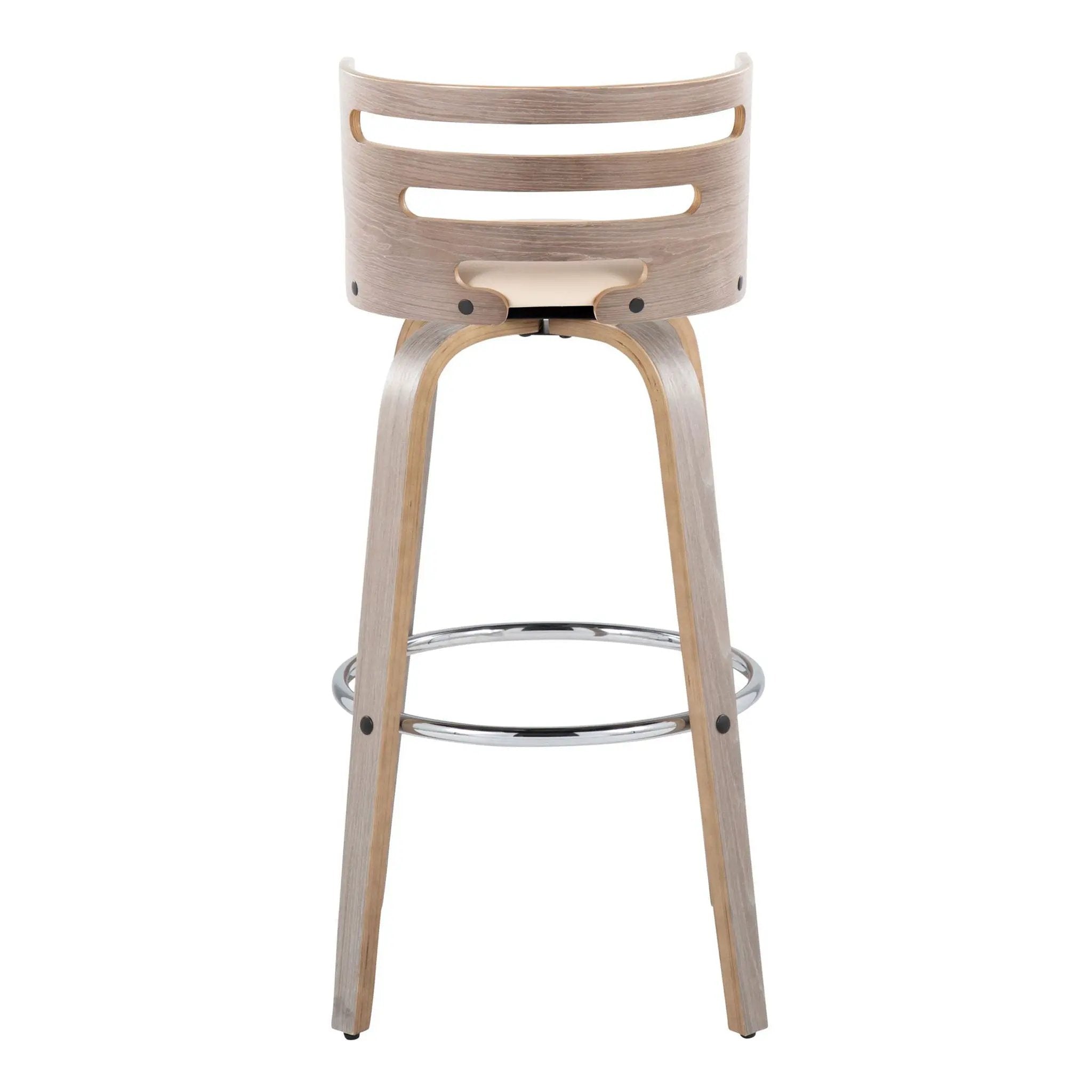 Cosini - Mid Century Modern Fixed Height, Barstool With Swivel With Round Footrest (Set of 2) by HouseOfZazla