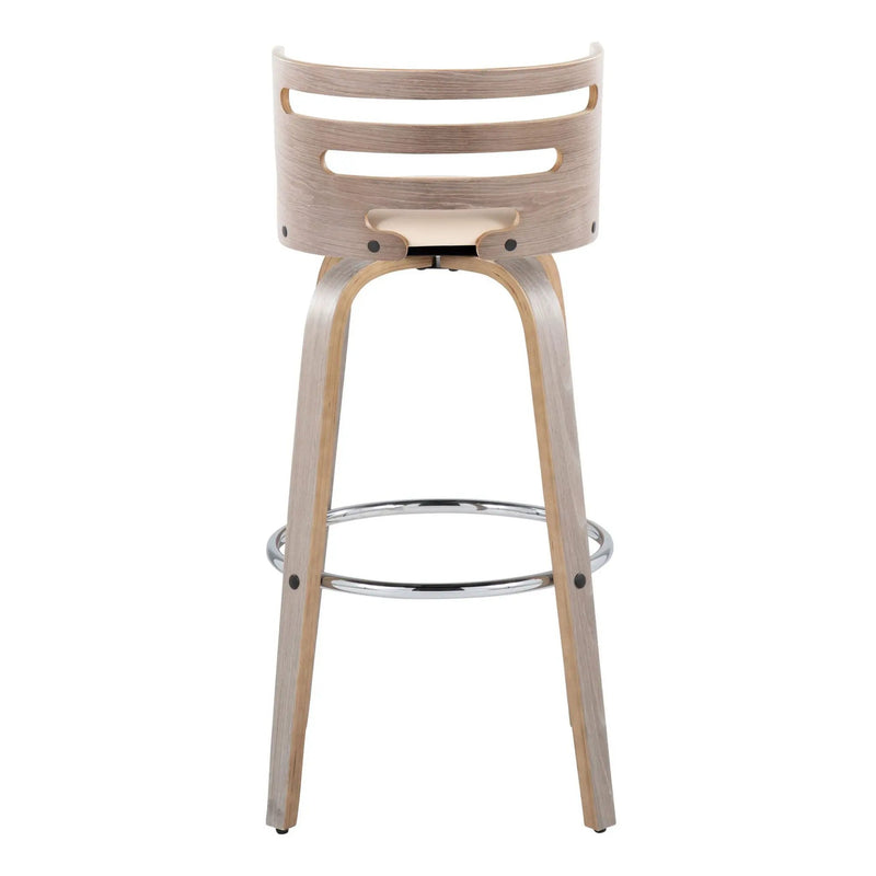 Cosini - Mid Century Modern Fixed Height, Barstool With Swivel With Round Footrest (Set of 2) by HouseOfZazla