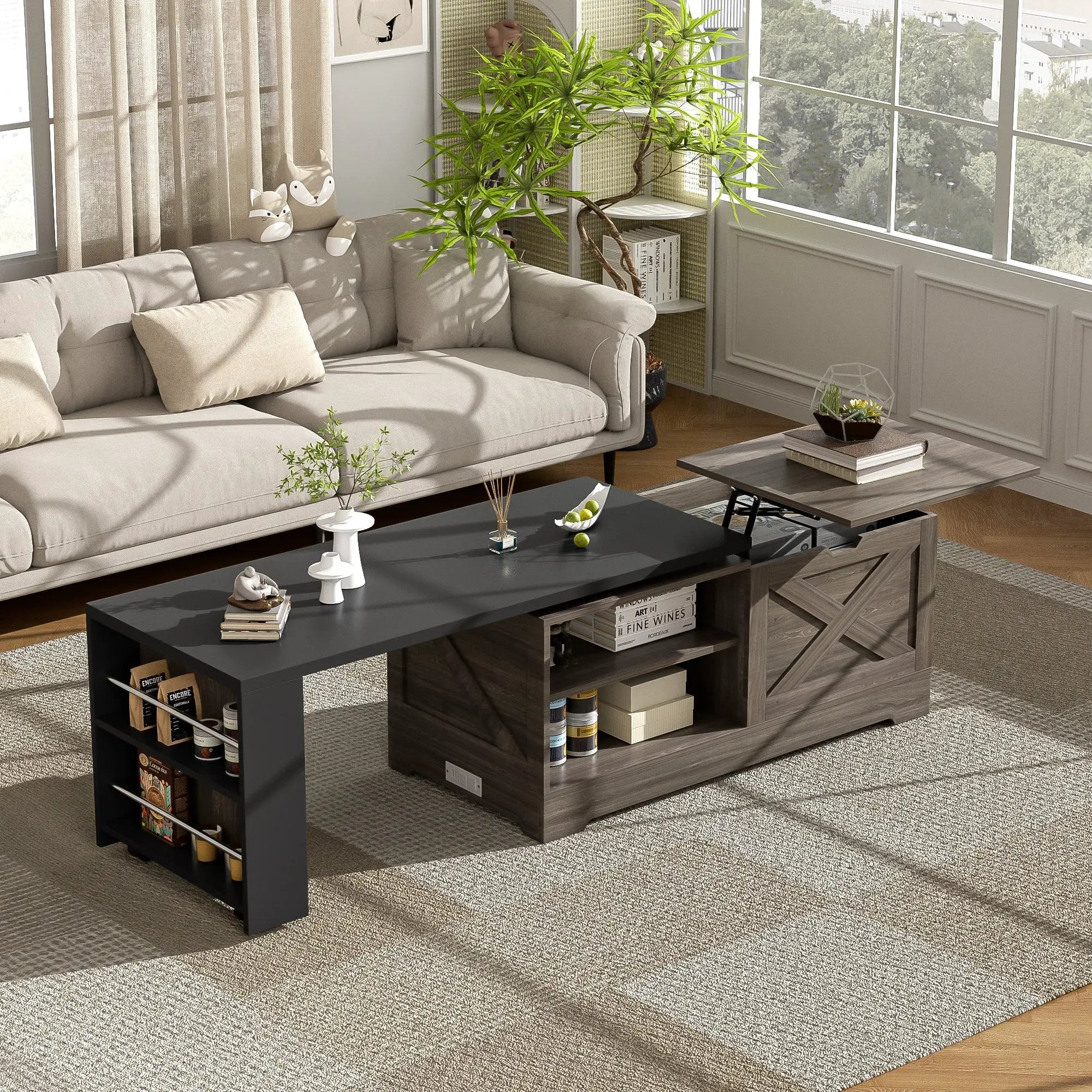 Farmhouse Lift Top Coffee Table With Barn Doors by HouseOfZazla