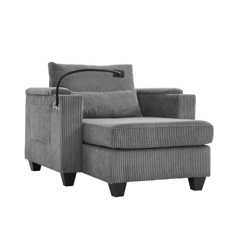 Convertible Chaise Lounge Sofa Chair With USB Ports, Cup Holders, Phone Holder And Storage by HouseOfZazla