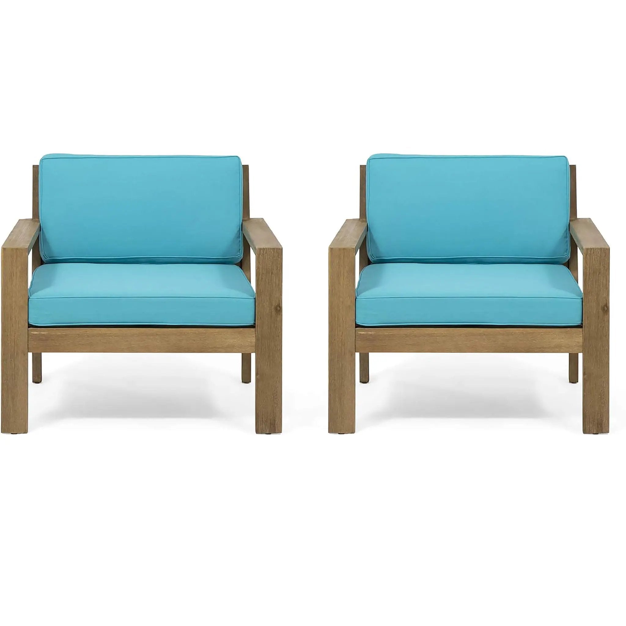 Antoine Outdoor Acacia Wood Club Chairs With Cushions (Set of 2) by HouseOfZazla