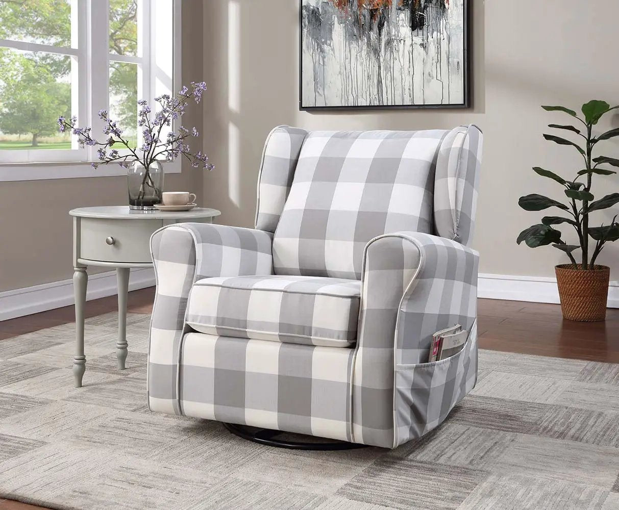 Patli - Swivel Chair With Glider - Gray Fabric by Unique Piece Furniture