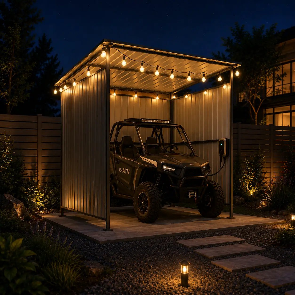 6x6FT Outdoor Pergola with Hardtop Roof, Lean-to Metal Shelter by HouseOfZazla