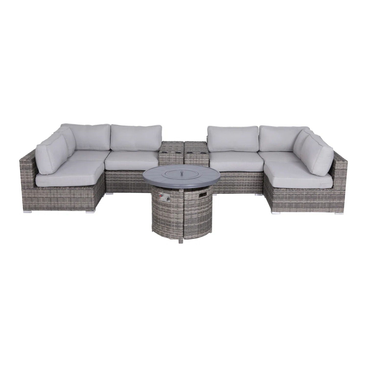 Wicker Outdoor Lounge Set With Cushions And Fire Pit by HouseOfZazla