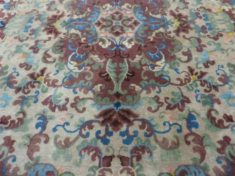 8' X 10' Vintage Handmade Chinese Art Deco Peking Nichols Wool Rug Flowers Nice by Jewel Rugs
