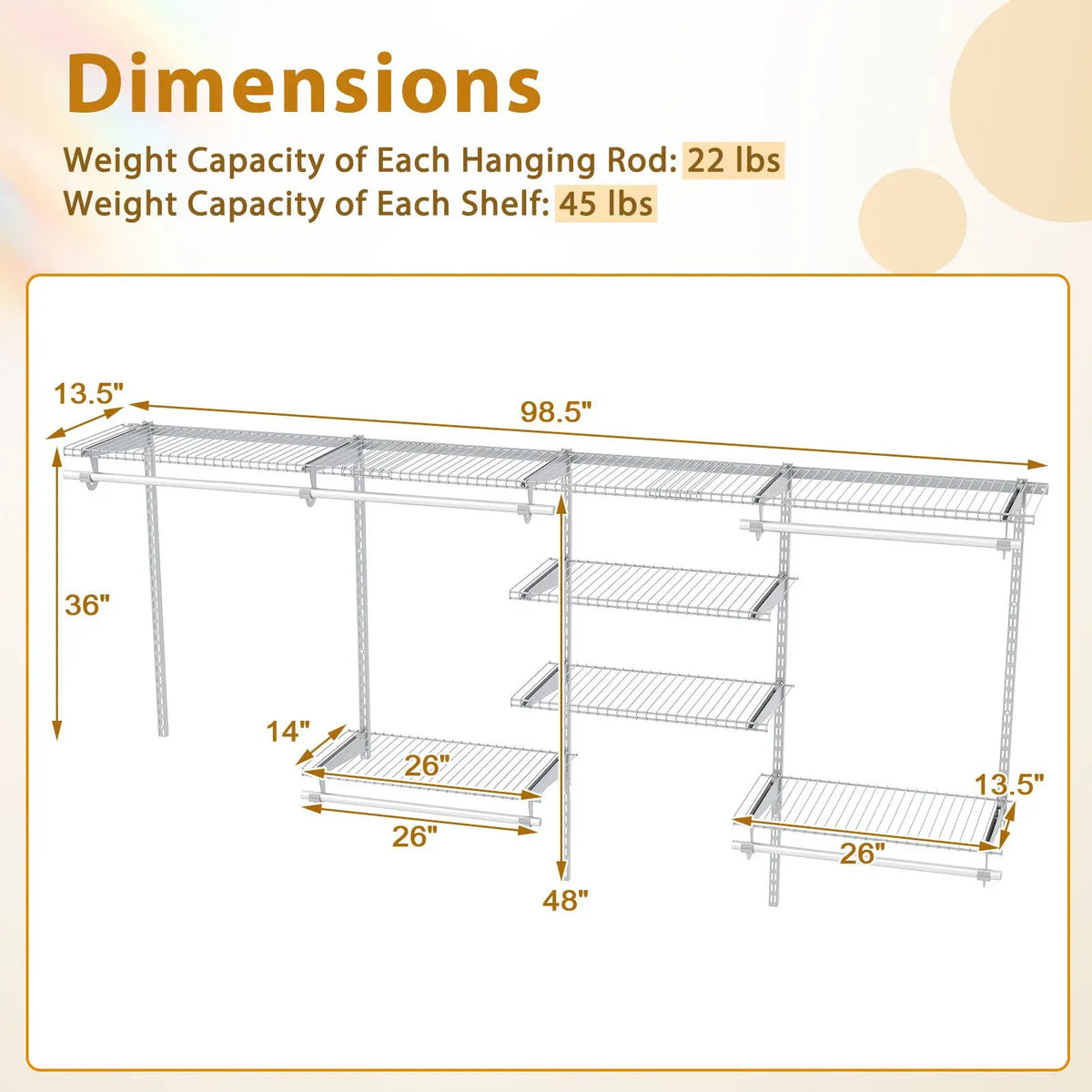 4-8 Feet Closet Organizers and Storage System with Hanging Rod for Laundry Bedroom, photo 10 of 16