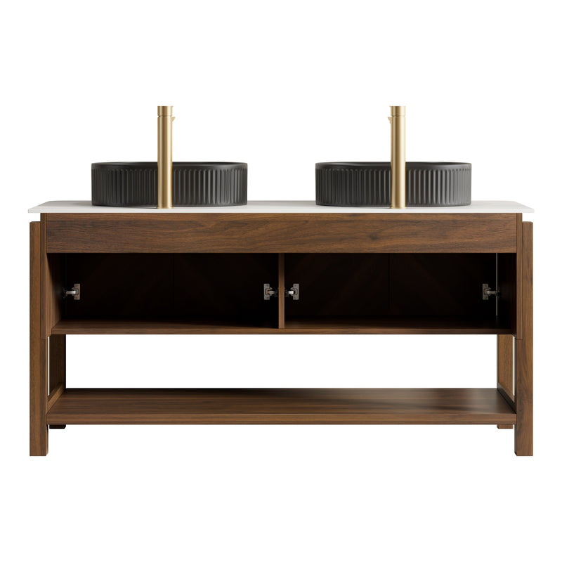Indigo 60" Bathroom Vanity with Sintered Stone Countertop and Vessel Sink by HouseOfZazla